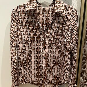 Chic print button blouse